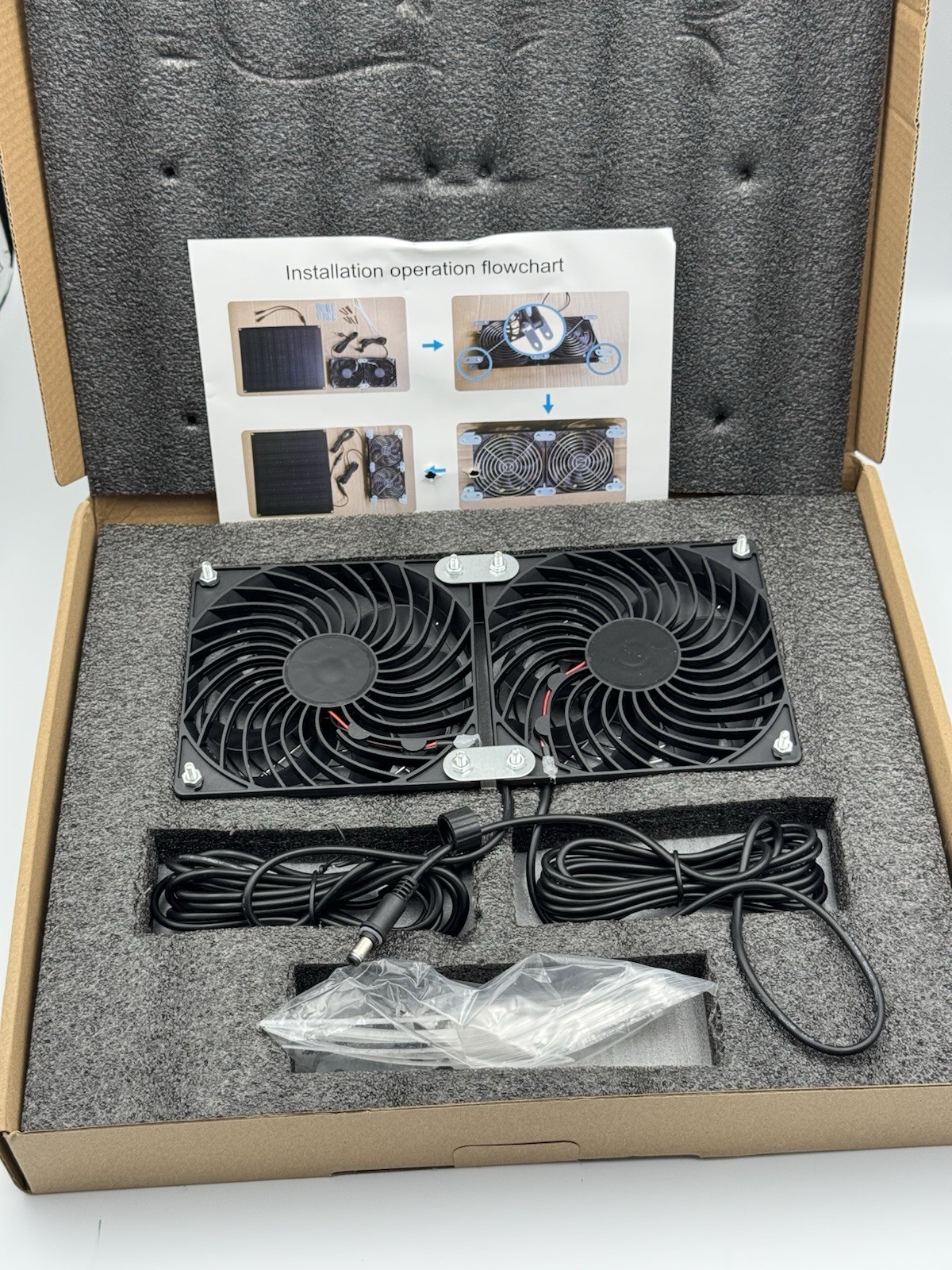 Solar Powered Fan, 30W Solar Fan with Two IPX7 Waterproof Fans for Outside.