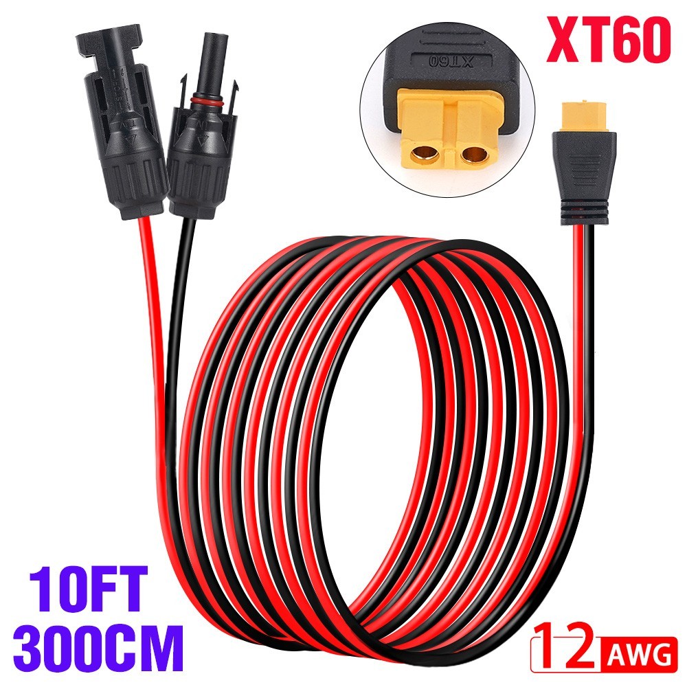 10FT Solar Extension Cable Solar to XT60 Female Wire for Portable Power StatIion