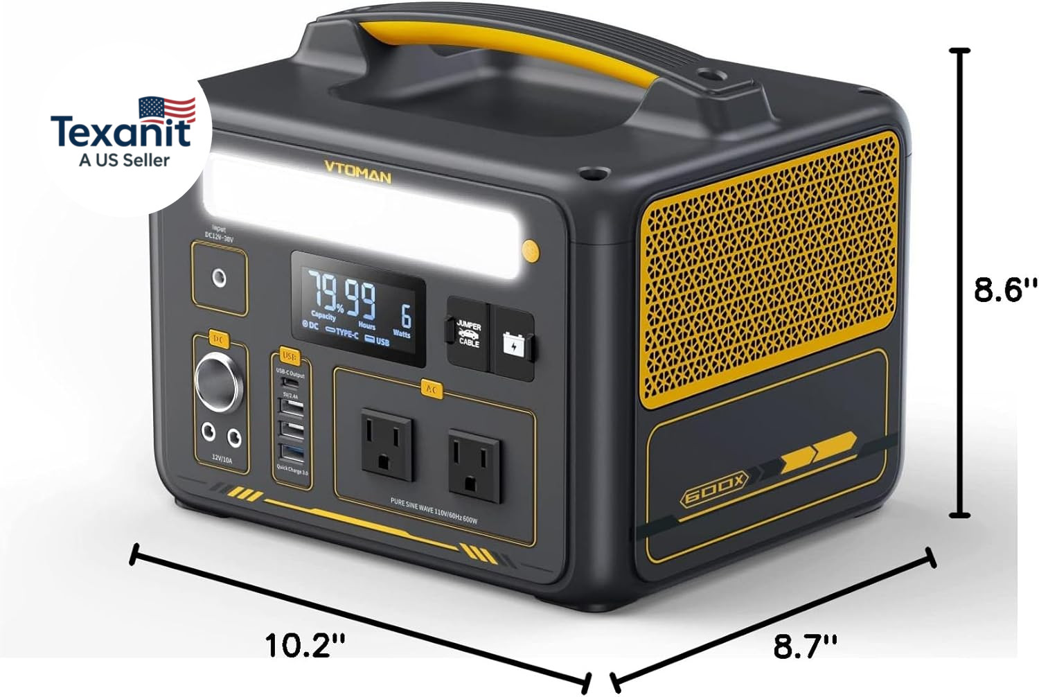 Jump 600X Portable Power Station 600W, 299Wh Solar Generator Lifepo4 Battery Pow