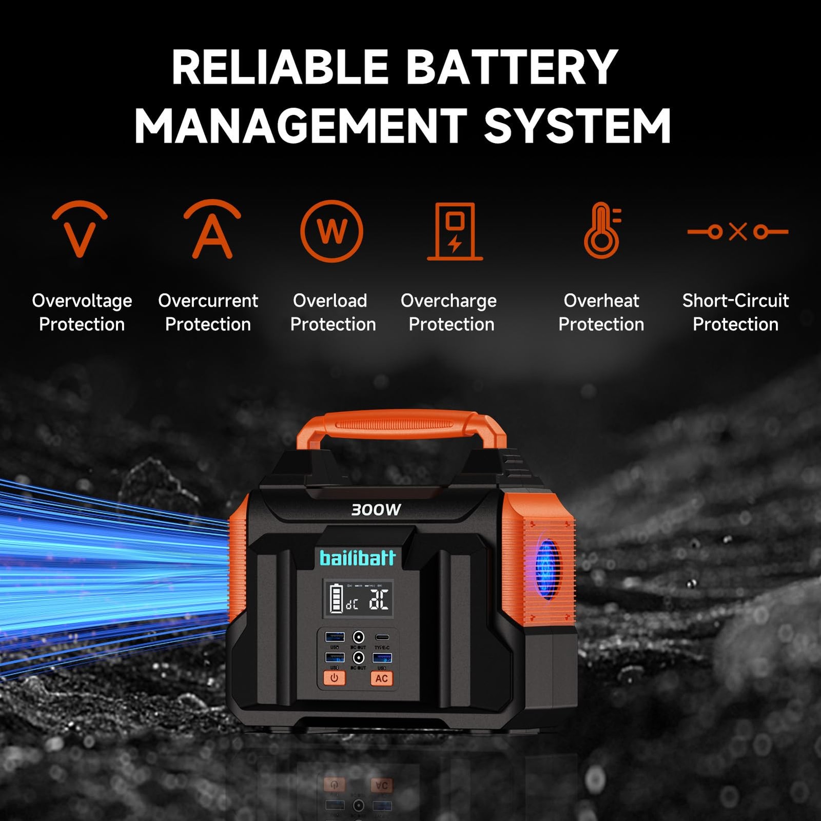 Portable Power Station 300W 257wh Lithium Battery Bailibatt Small Portable