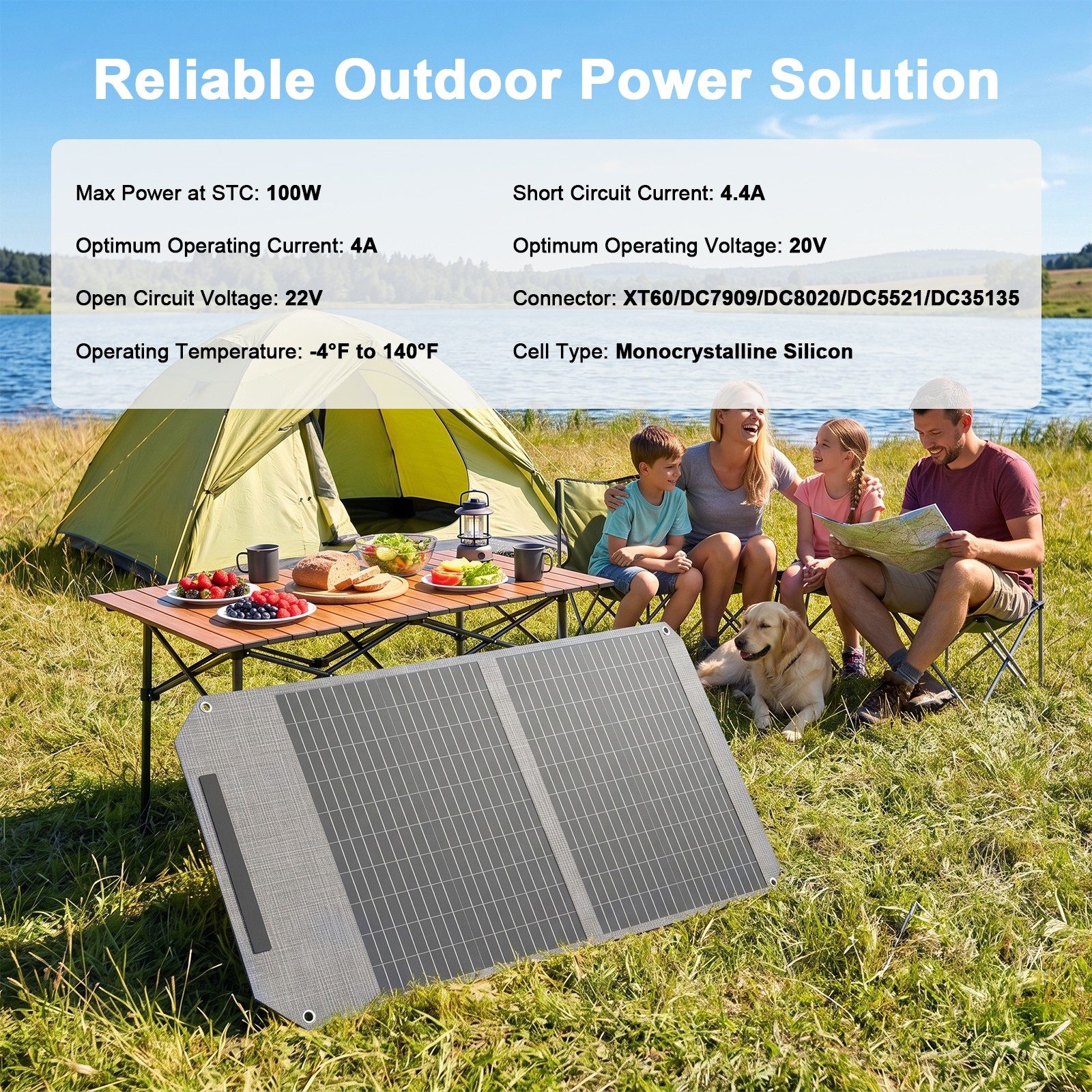 200W Solar Panel kit 100W for BLUETTI Elite 30 V2 100 V2 EB3A AC2A power station