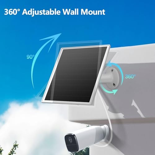 6W Solar Panel for Outdoor Security Camera with Micro USB & USB – C white-1Pack