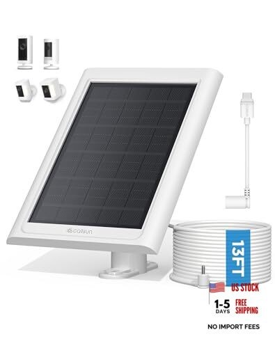 Solar Panel for Ring Camera, Compatible with Ring Stick Up 2.4W-1 Pack White