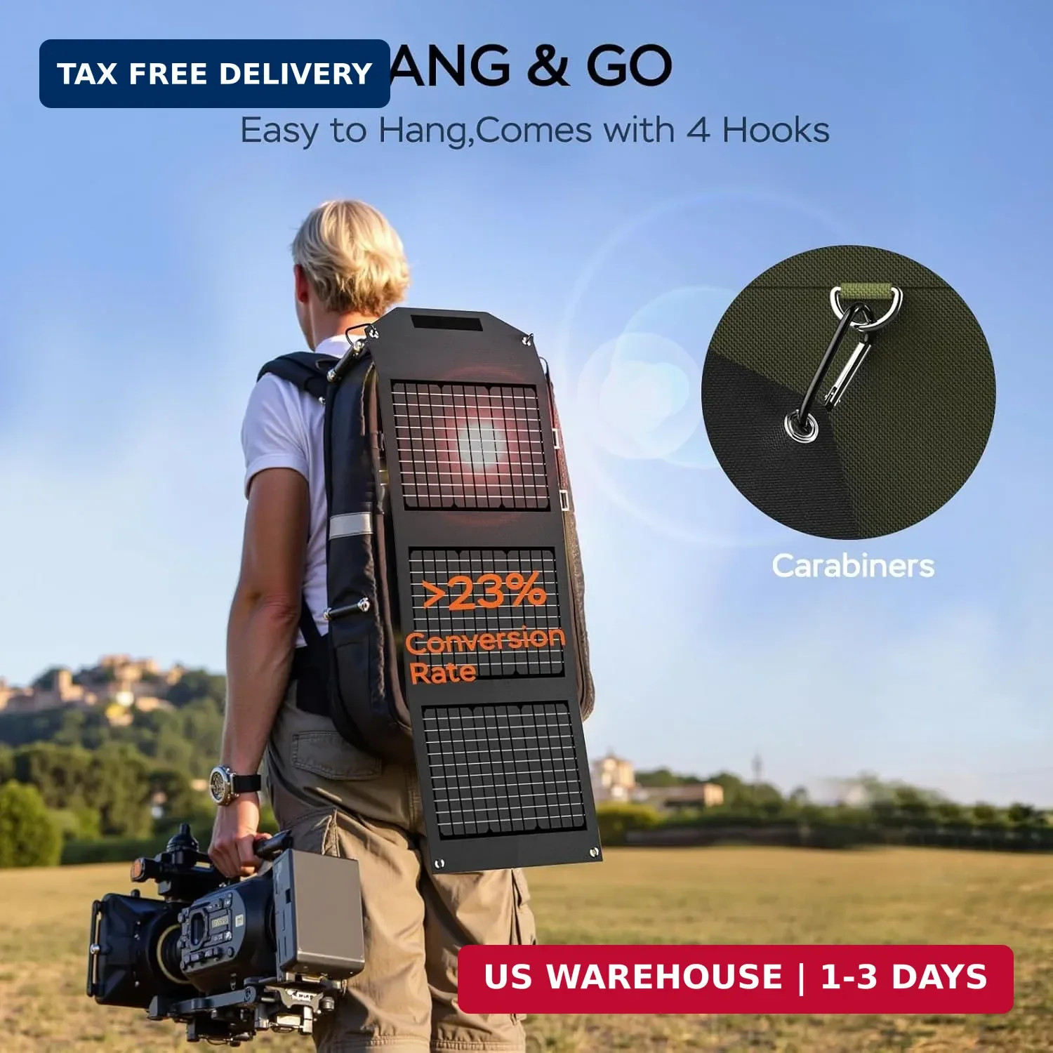 Portable Solar Panel 30W Solar Panel Charger 23% High Efficiency Foldable Panels