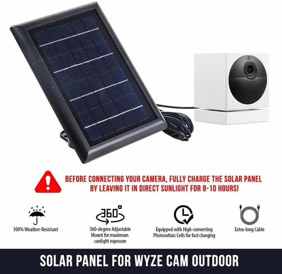Solar Power Panel for Wyze Cam Outdoor Security Outdoor Camera (3 Pack)