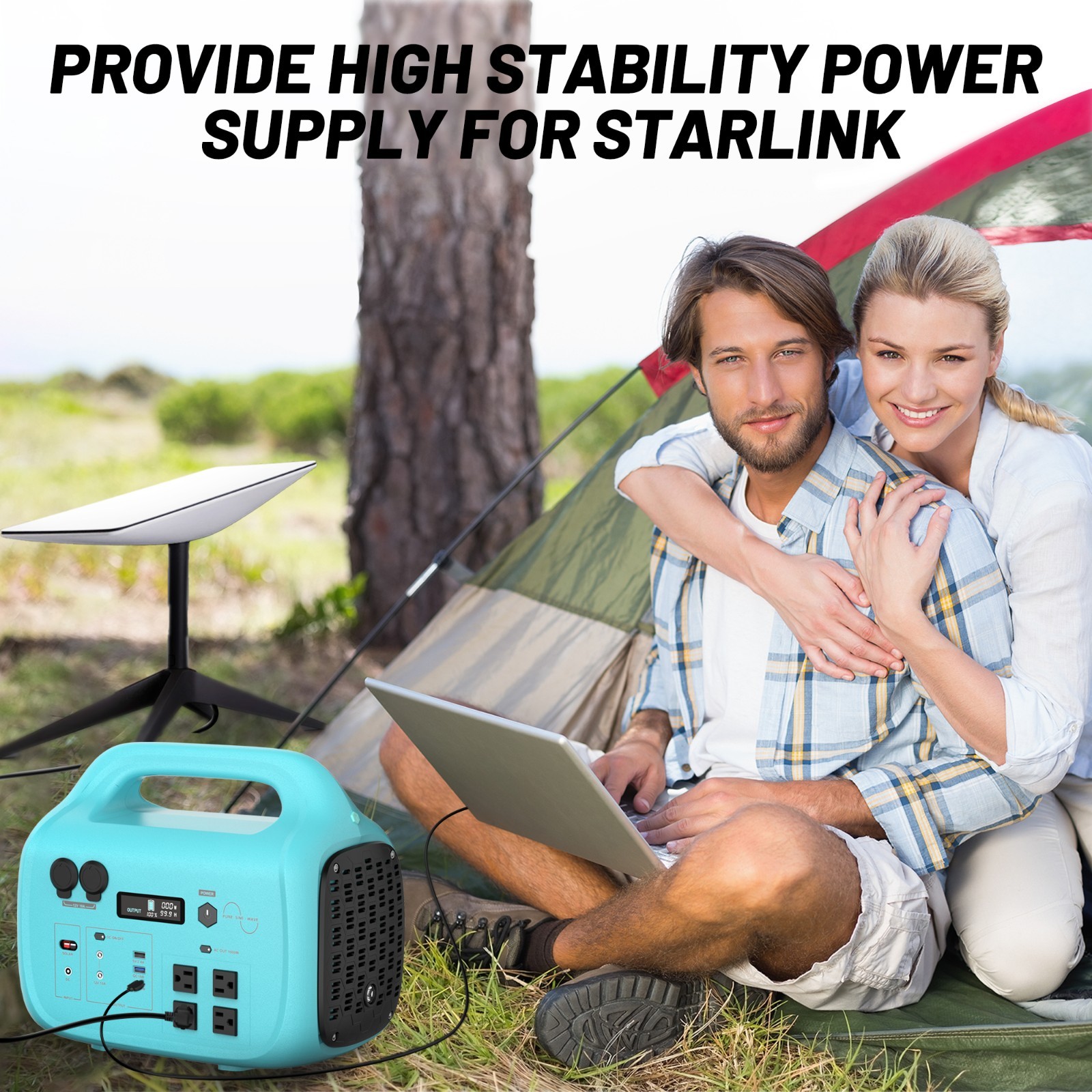 Portable Power Station 1075Wh 1000W Solar Generator with 100W Solar Panel