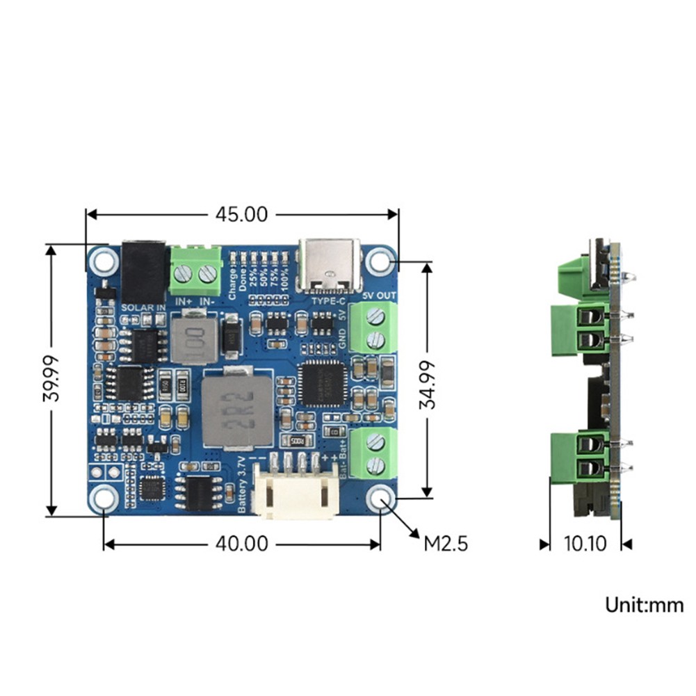 Solar Manager Module+Battery Case MPPT Supports 6V-24V Solar Panel Type-C3333