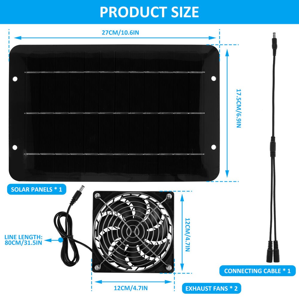 30W Solar Powered Fan for Shed,Chicken Coop,Greenhouse Waterproof Exhaust Fan us