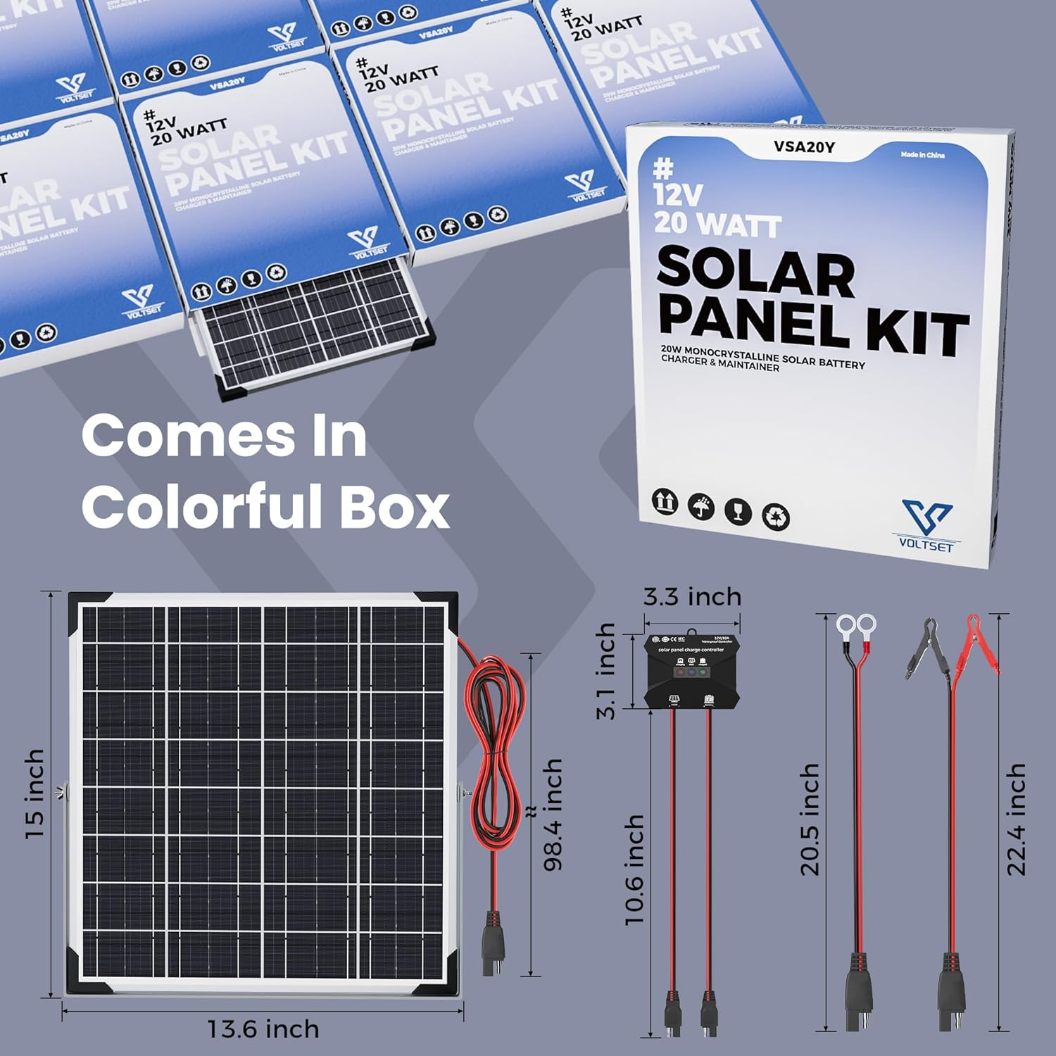 Mantenedor del cargador de bateria solar 20 W Y 12 V Impermeable Para Coche