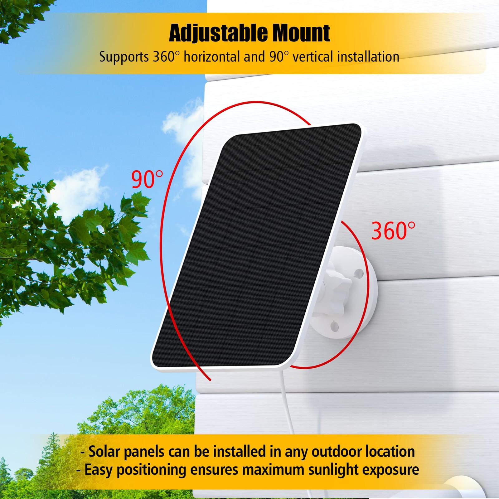 Solar Panel for eufy Camera,Security Camera,5V 4W Solar Panel for eufyCam 2/2