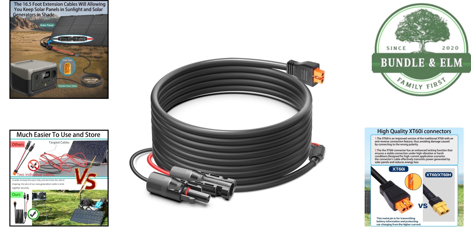 16.5ft XT60i Solar Charging Cable for Portable Power Stations & Generators