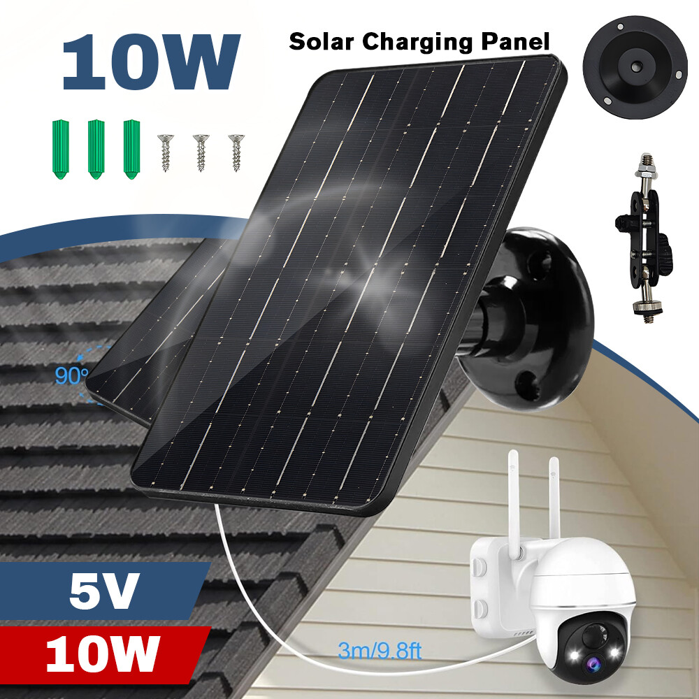 10W Solar Panel For Security Camera Solar Cell Charger USB Type C Waterproof