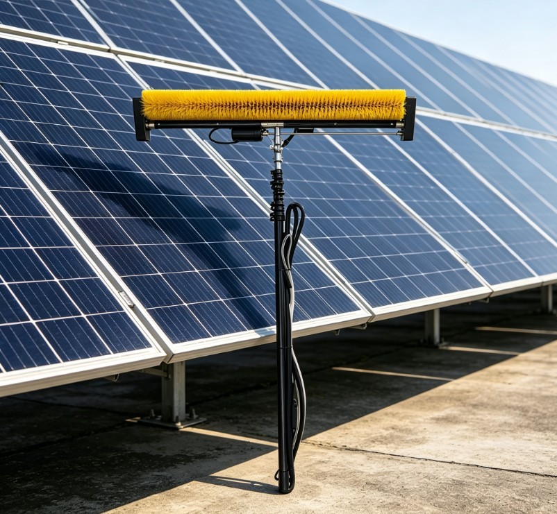 110V Solar Panel Cleaner 3.5m Pole 1.1m Brush for Roof PV System
