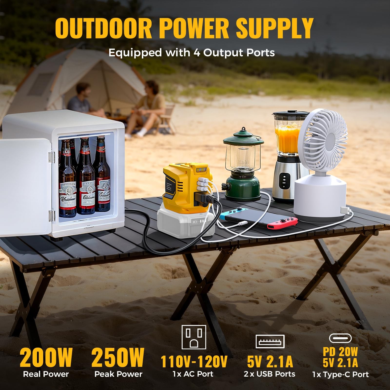 Real 200W Power Inverter Compatible With Dewalt, DC 20V to AC 110-120V Batter…