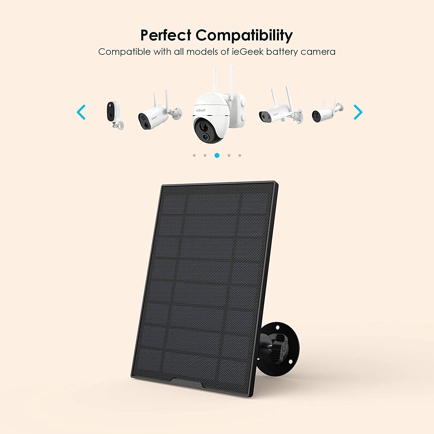 ieGeek Solar Panel For Outdoor Security Camera Home CCTV,USB Port or Type-C Port