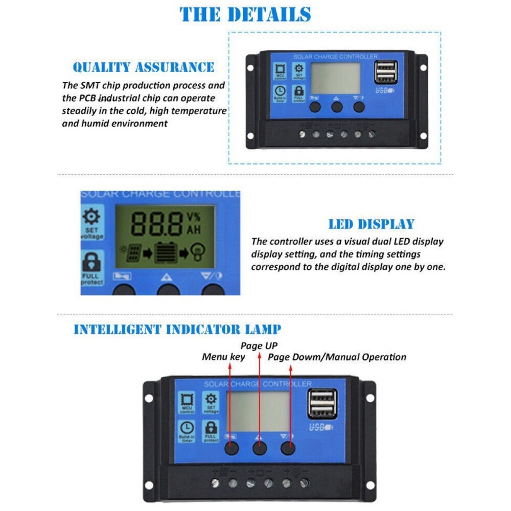 Solar Charge Controller 12V 24V 50A 40A 30A 20A Automatic Solar Panel Controller