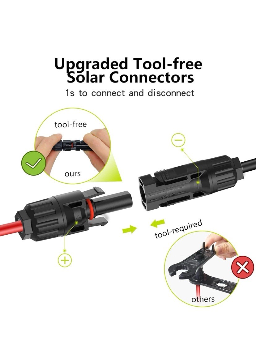 Solar Connectors for 3 Panels Waterproof Y Branch Parallel Adapter Cable(2 Pack)