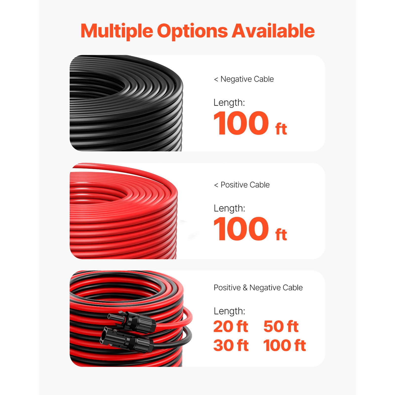 Uimoso 100FT Solar Panel Extension Wire Female & Male Connectors 10AWG Set of 2
