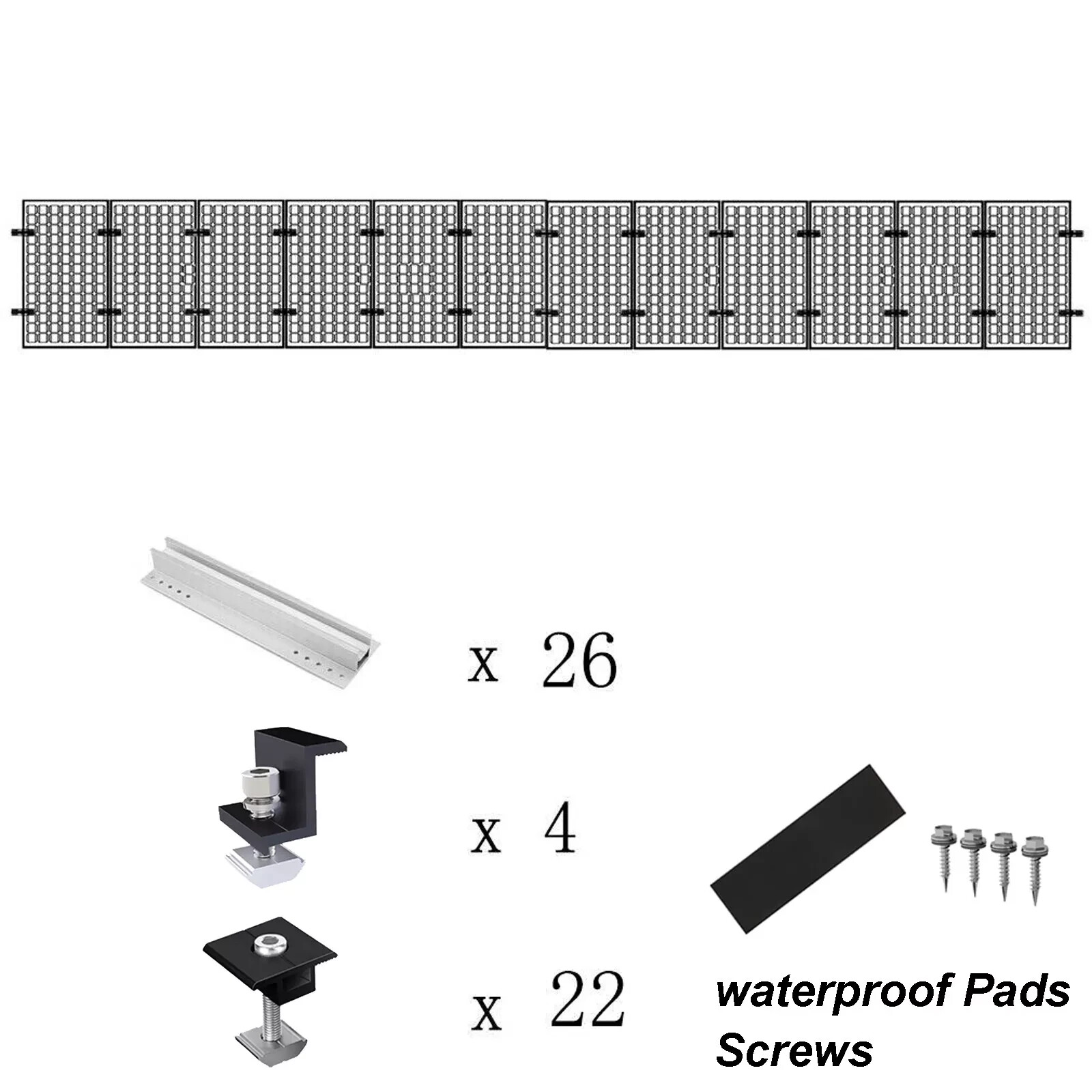 Solar PV Panel Mounting Rail Aluminium Roof Fixing End/Middle Clamp