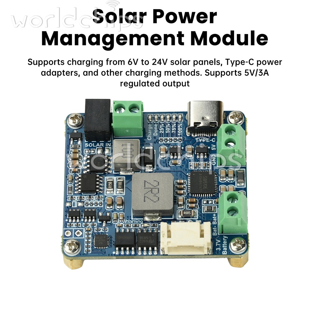 6-24V Solar Panel Power Management Module 5V 3A Supports MPPT, PD QC FCP SFCP