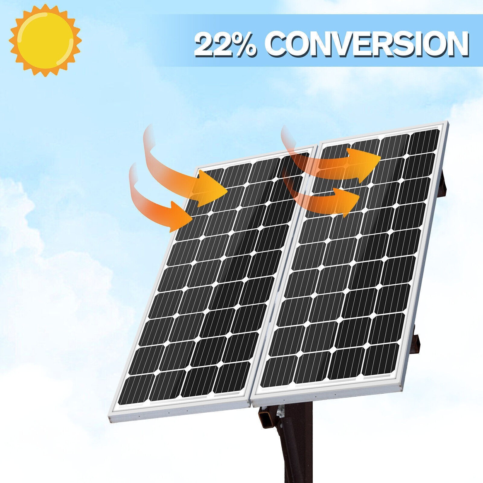 PFCTART 200W Watt Mono Solar Panel 12V Battery Charger Home Boat RV Off Grid