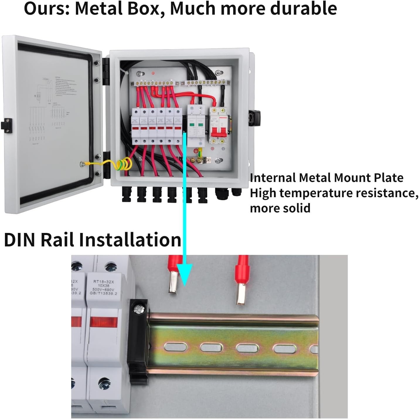 Durable Metal PV Combiner Box: 63A Circuit Breaker for Reliable Solar Systems