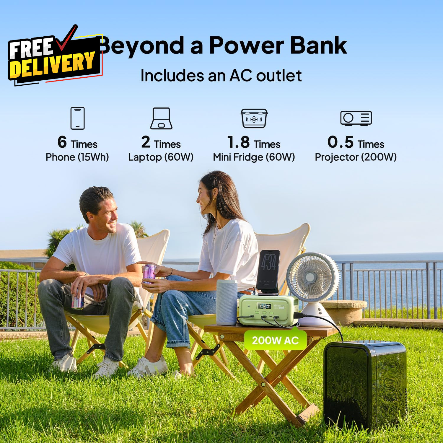 Elite 10 Mini Portable Power Station 128Wh LiFePO4 200W AC Solar Generator