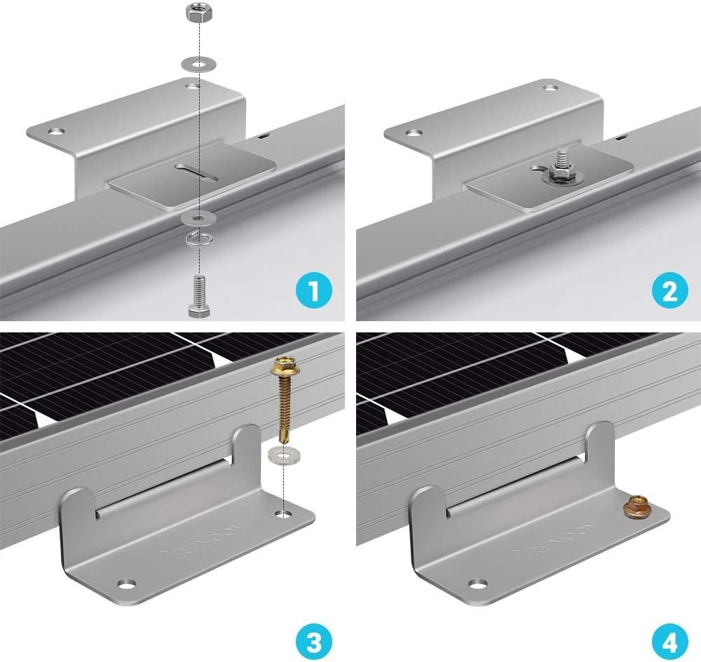 Durable Aluminum Z Brackets for Solar Panels | 50W-150W Capacity Set of 4