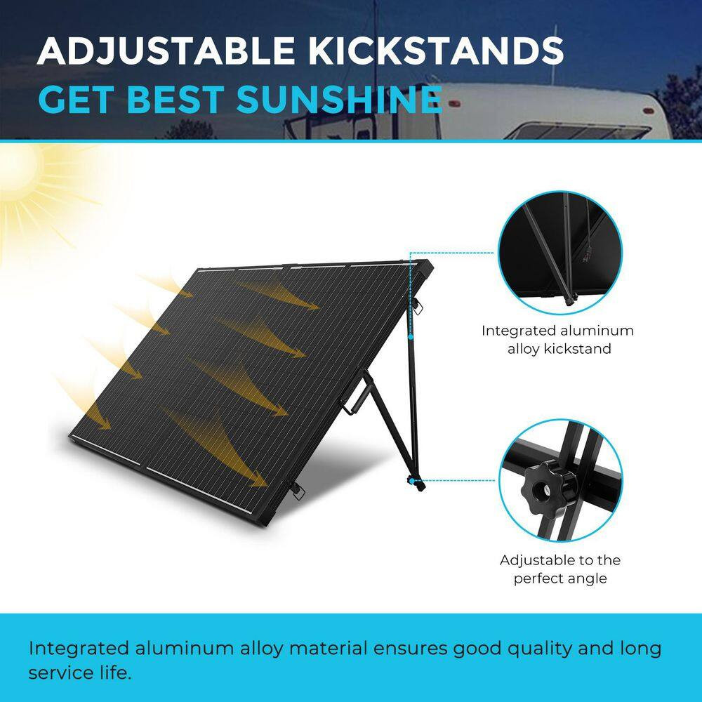 200-Watt 12 Volt Monocrystalline Solar Panel Suitcase 20A Waterproof PWM Charger