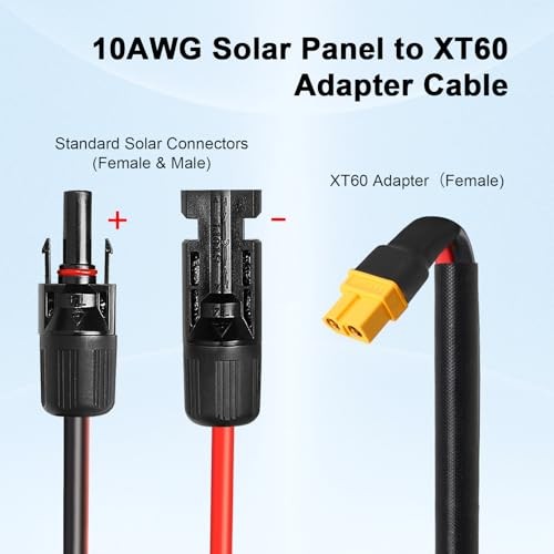 Solar to XT60 Cable 10AWG Adapter Cable for 6FT Solar