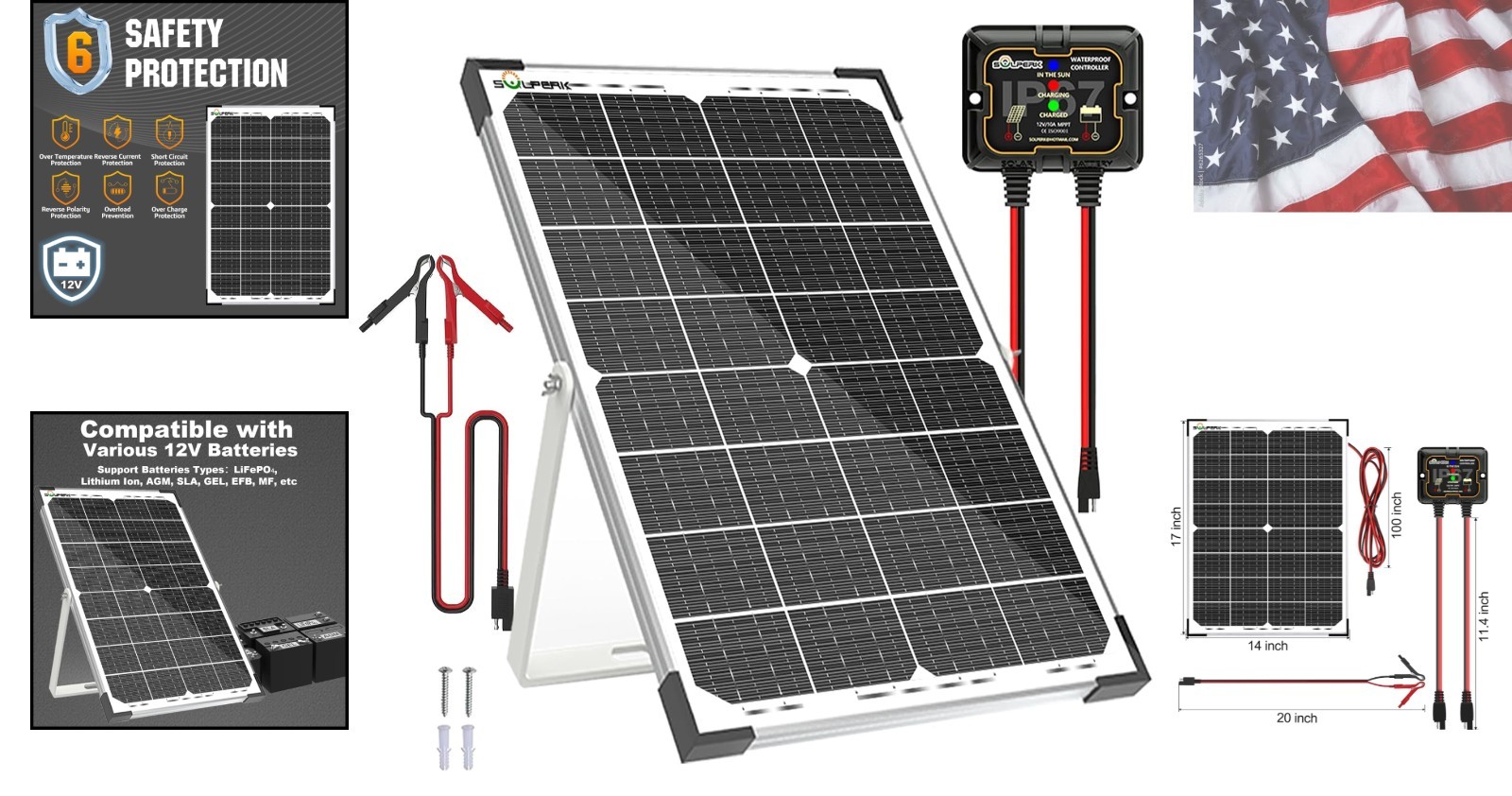 30W Solar Battery Charger Solar Battery Maintainer + Upgrade 10A MPPT Charge …