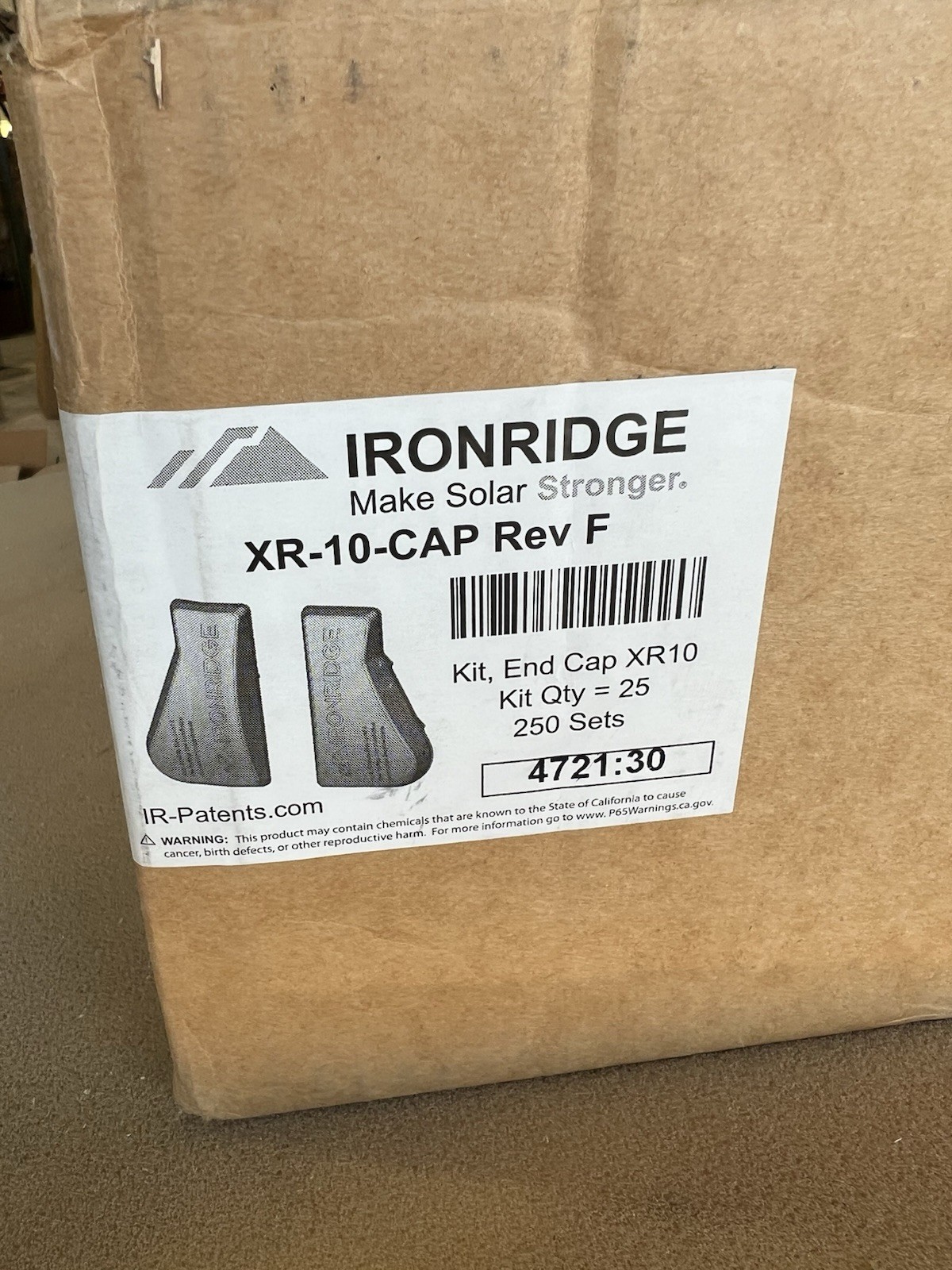Ironridge Solar End Cap Kits / XR-10-Cap End Caps Rev F (25 KITS / 250 SETS)