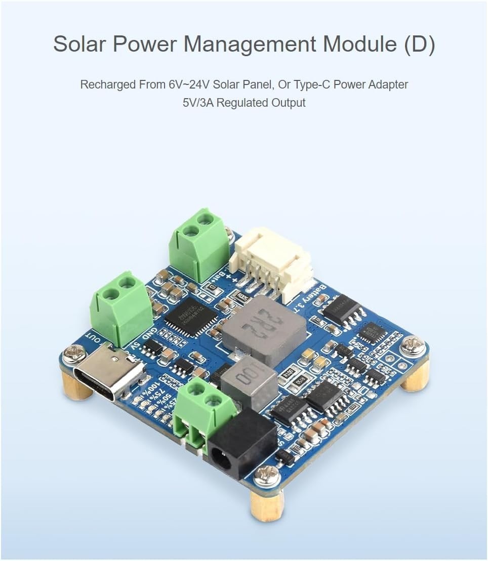 Solar Power Management Module D for 6V~24V Solar Panel and Type-C Power Adapt…