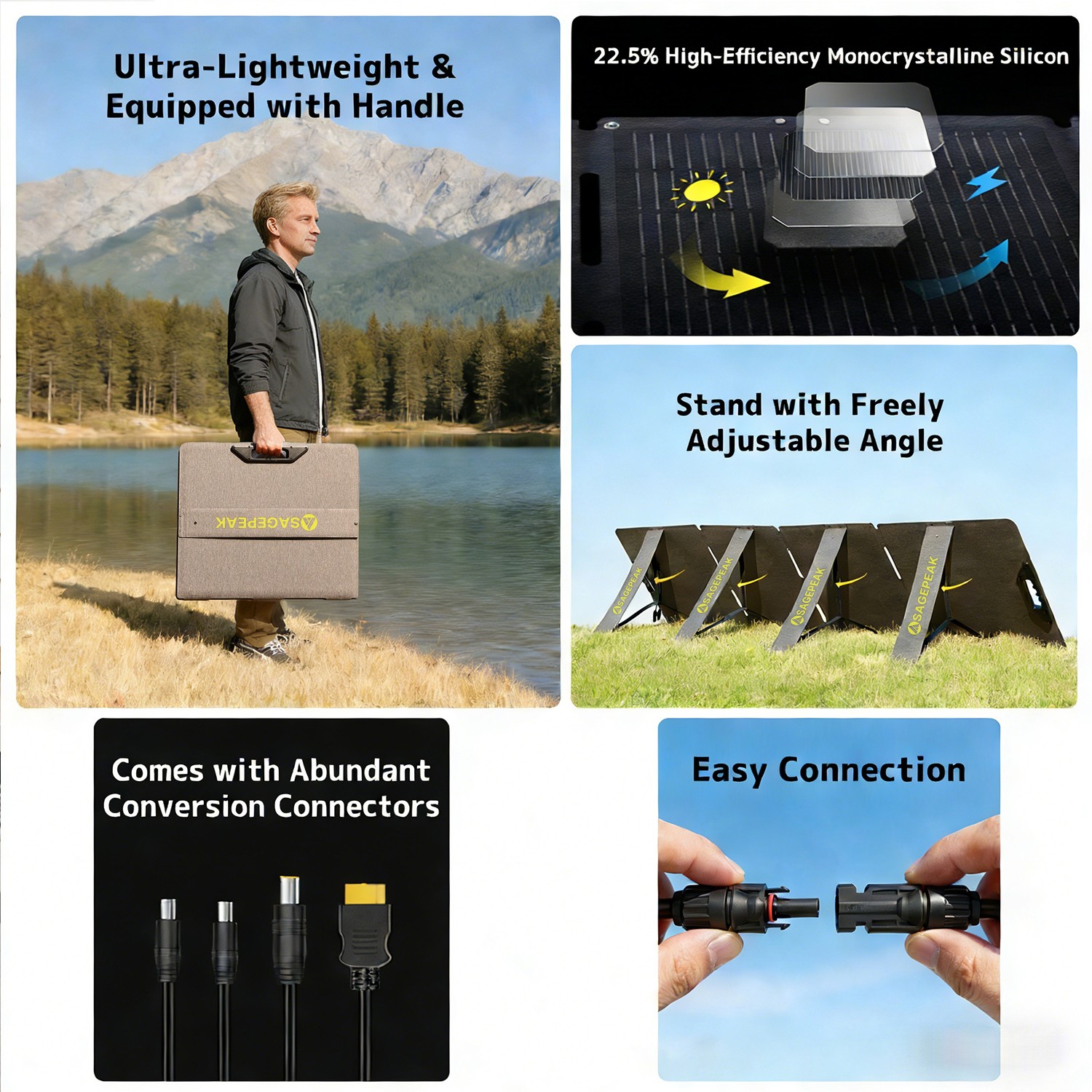 400W Portable Solar Panel ETFE Foldable Solar Charger for Power Station Charging