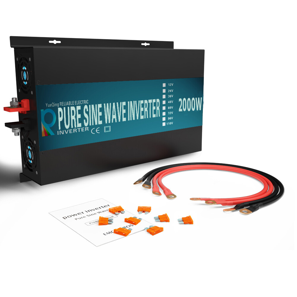2000W Power Inverter Pure Sine Wave Inverter 24V 110V 120V Car Truck Boat Solar