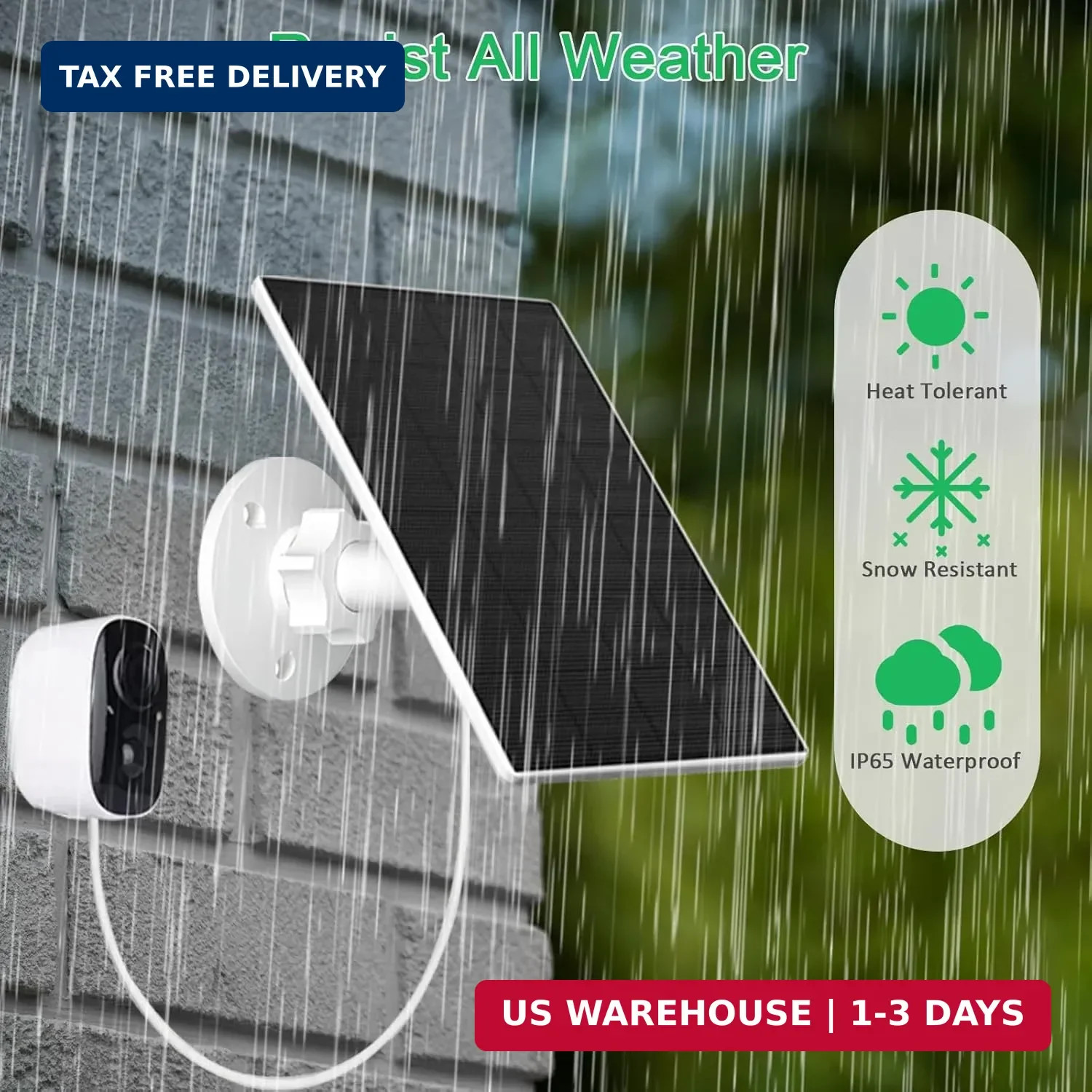 FUTUREZEN 2W Solar Panel for Security Cameras, 5V Solar Charger for Rechargeable