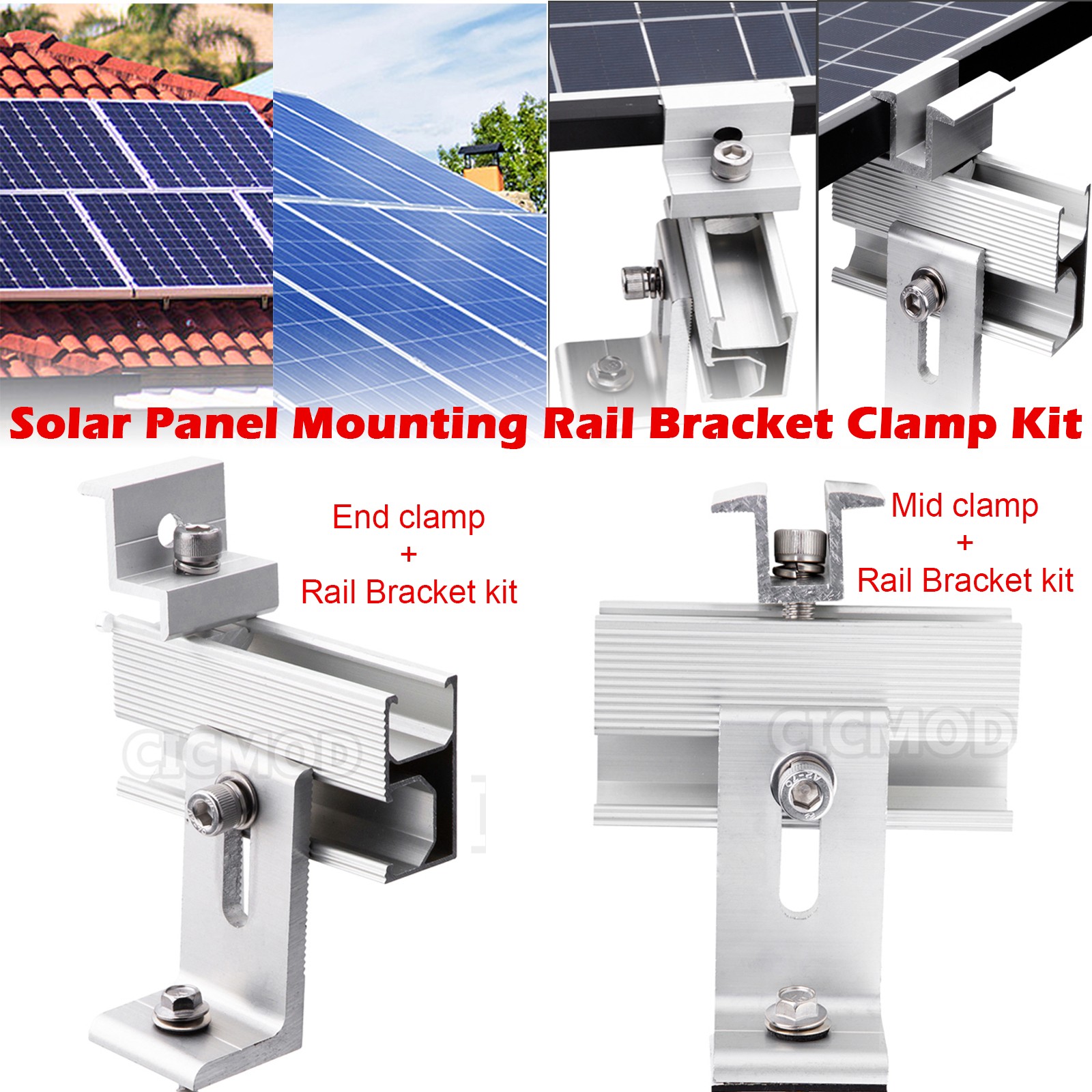 Solar Panel Roof Mount Brackets Kit Universal for 1-4Pack Solar Panels Mounting