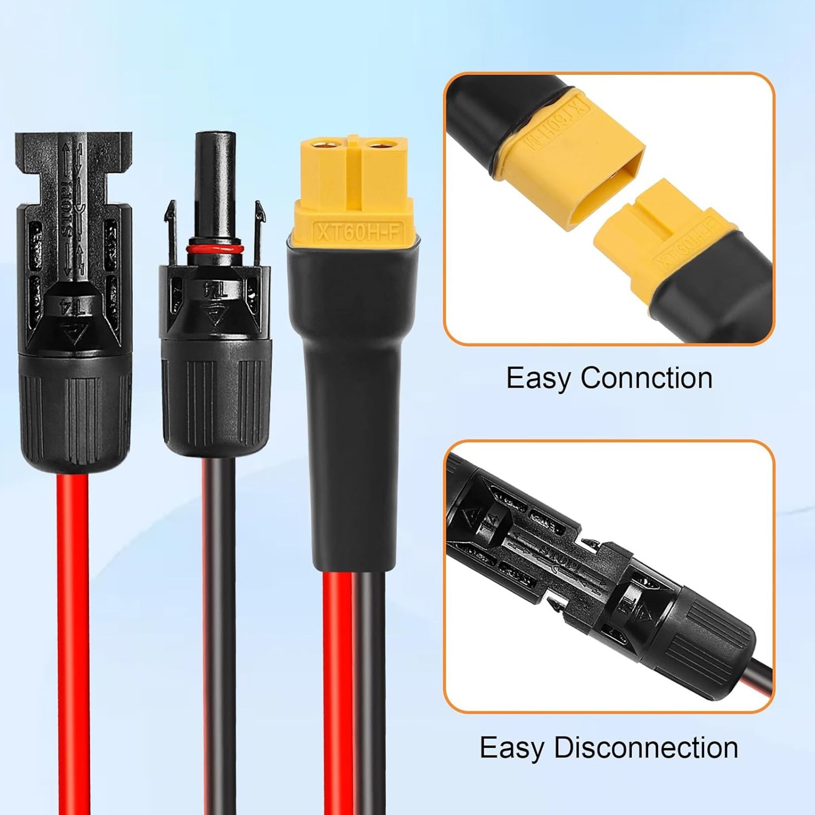 10 AWG XT60 Female to Solar Connector Solar Panel Extension Charging Cable