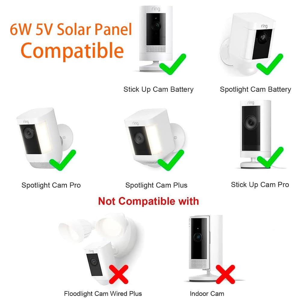 6W 5V Solar Panel Charger DC 3.5 USB C 9.8Ft Portable Solar Power Charger