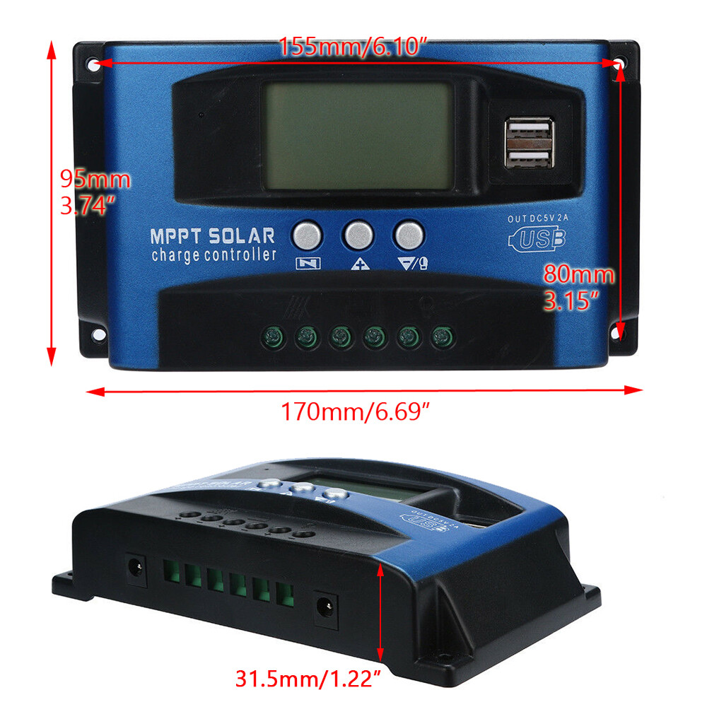 MPPT 12V-24V 30A Dual USB Solar Panel Regulator Charge Controller Auto Focus,