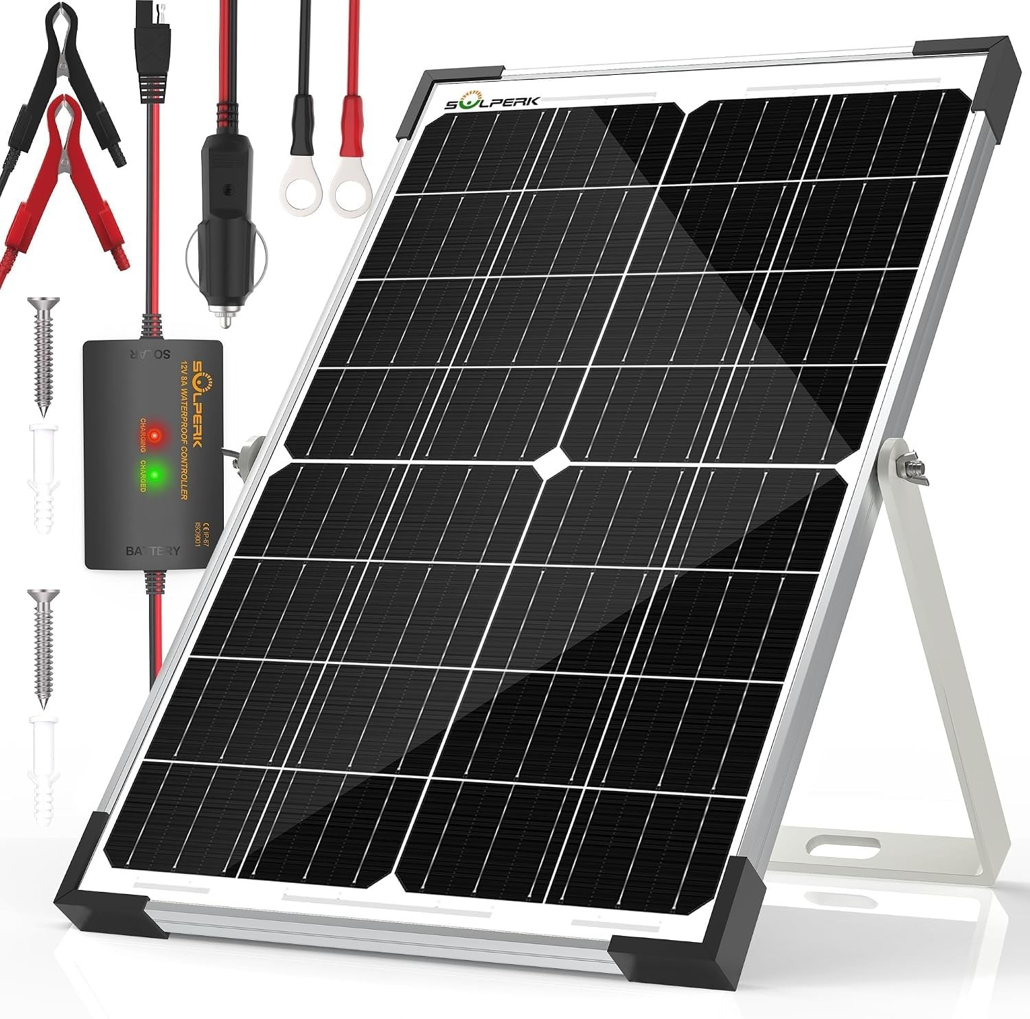High Efficiency 15W Solar Charger with Adjustable Mount for Universal 12V Use