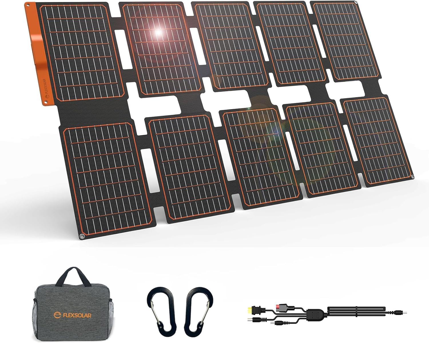 100W Portable Solar Panels Chargers with PD3.0 USB-C,QC3.0 USB-A and DC Outputs