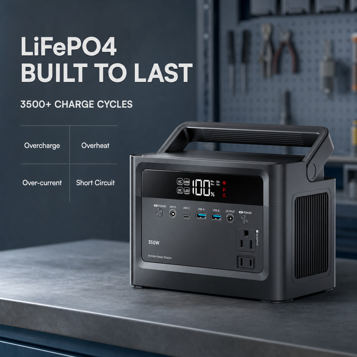 350W Surge 700W Portable Power Station 230.4Wh LiFePO4 Battery 110V AC Outlet