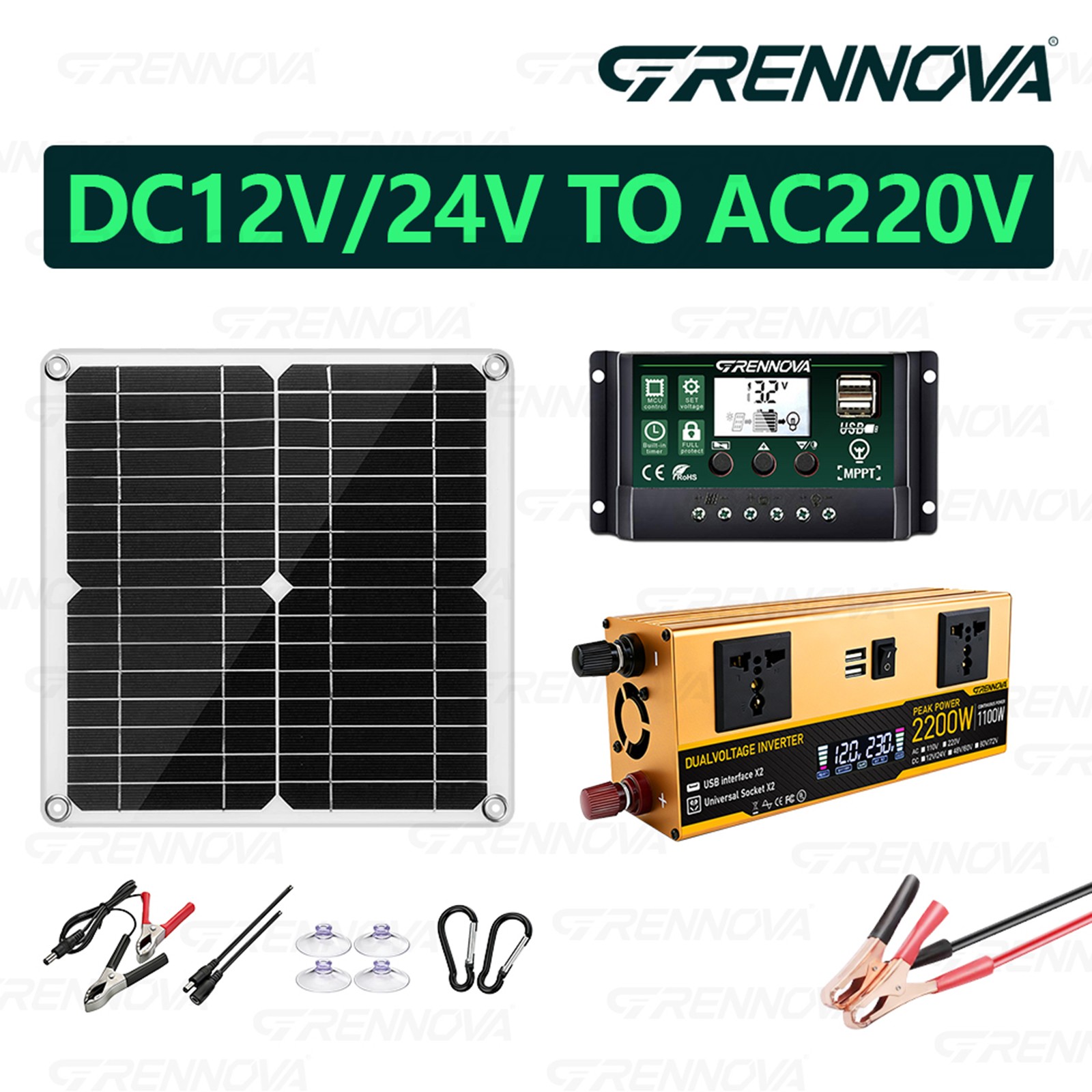 Grennova 2200W Solar Kit Real Capacity Off-Grid DIY Power System