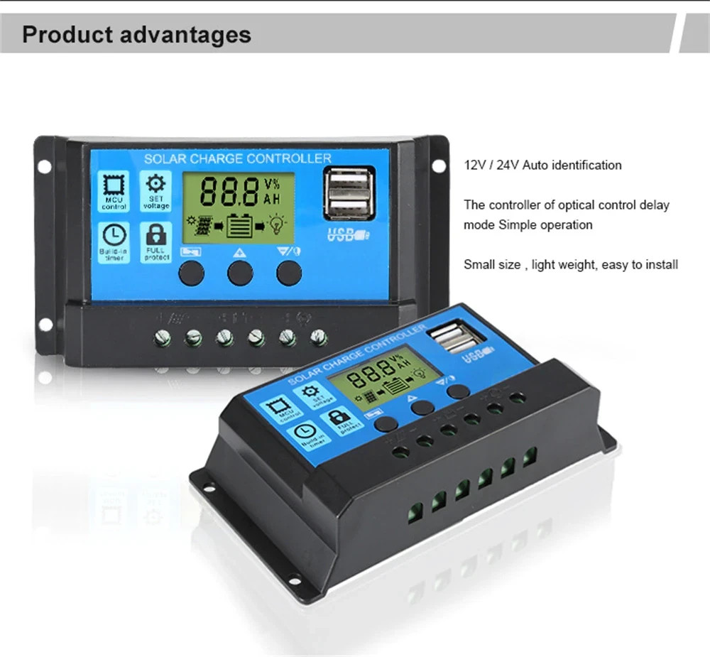 30-100A MPPT Solar Panel Regulator Charge Controller 12V/24V Auto Focus Tracking