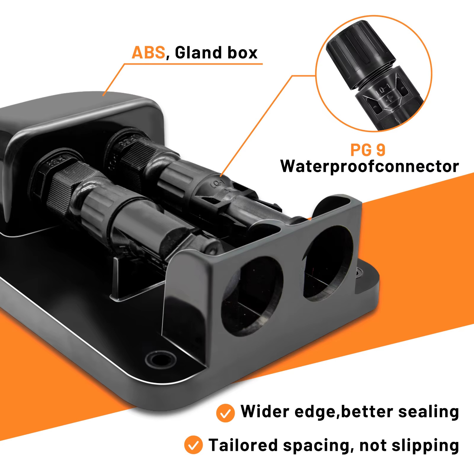 Solar Double Cable Entry Gland Box ABS Waterproof Dual Wire Connector Adapter Id