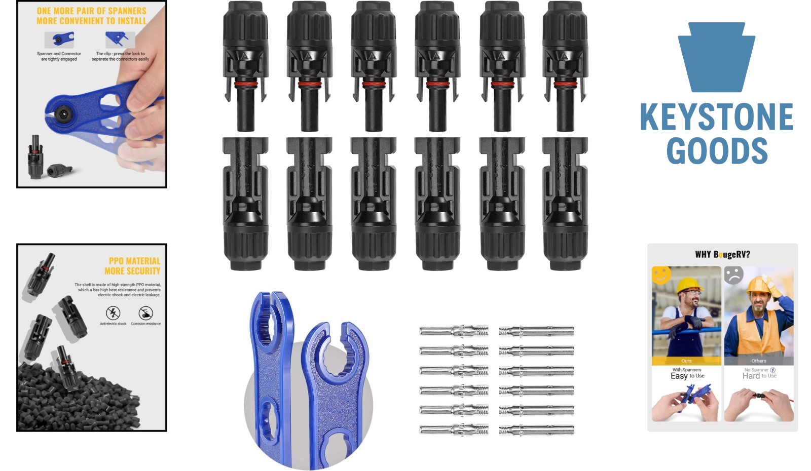 12 Pack Solar Panel Connector Kit – Waterproof, Weatherproof, 6 Pairs Male/Fe…