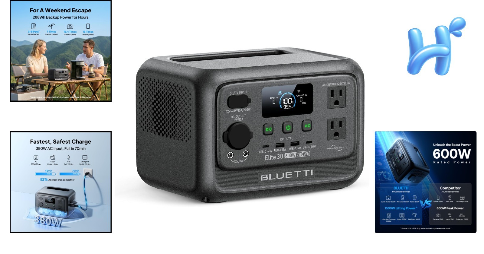 288Wh Lightweight Power Station with 140W Fast Charging & 10ms UPS Protection
