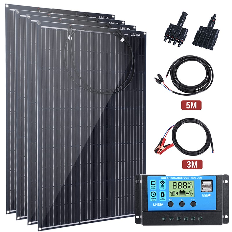 400W 200W Watt Mono Solar Panel w/ 12V Battery Charger Controller RV Home Boat