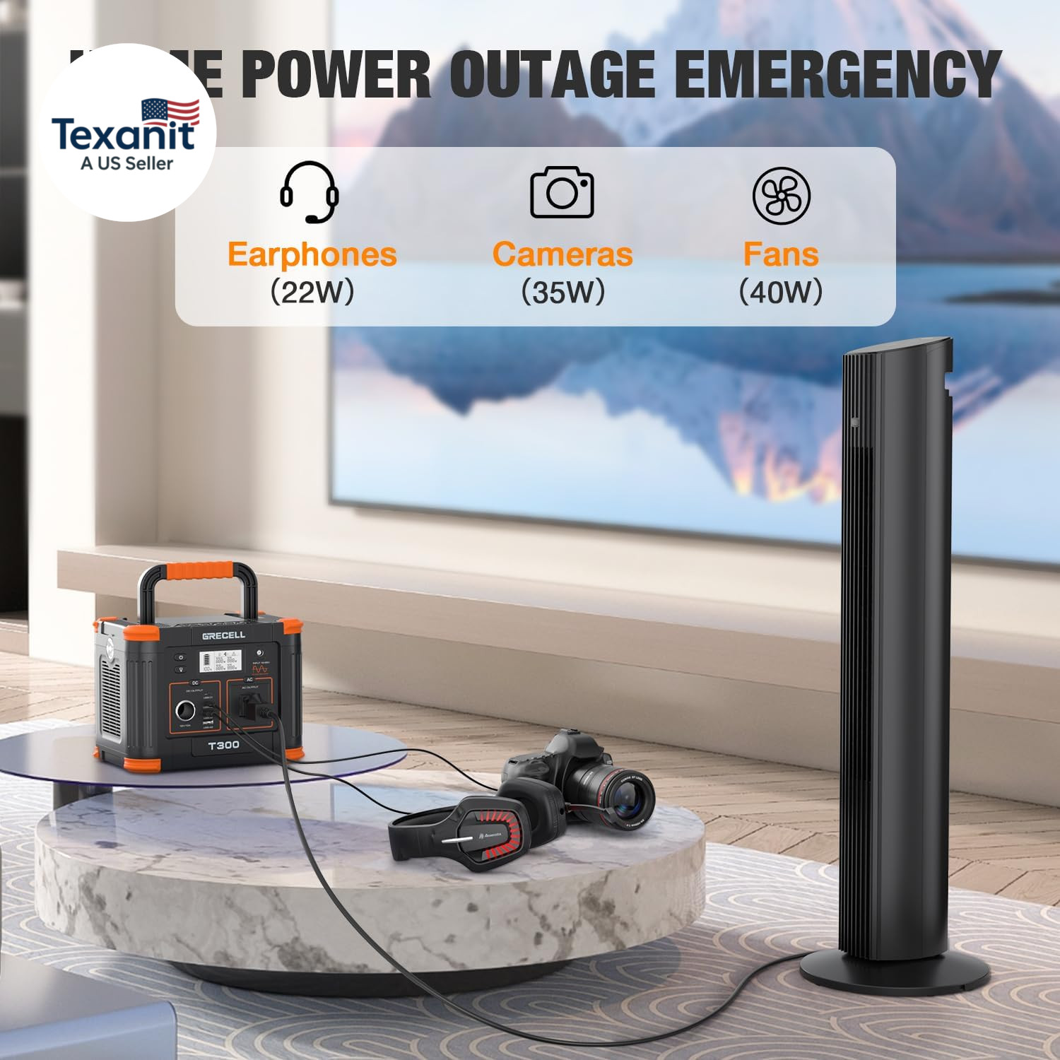 Portable Power Station 300W, 230.88Wh Solar Generator with 60W USB-C PD Output,
